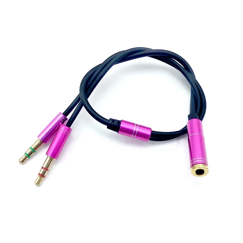 3.5 مللي متر تمديد سماعة محول محول كابل سماعة + هيئة التصنيع العسكري مقسم صوت Aux مهائي كابلات الحبل للكمبيوتر الكمبيوتر ميكروفون
