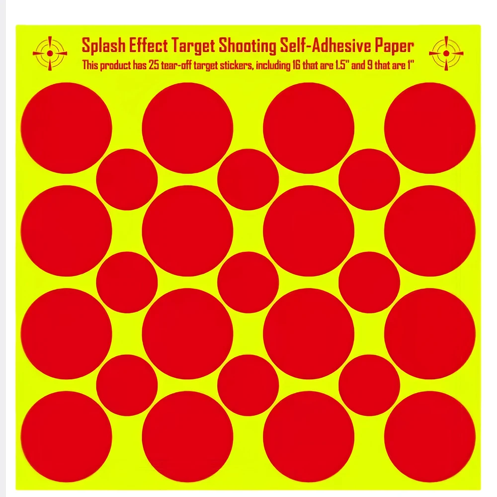 Reactive Splatter Replacement Dot Targets - 16 1.5-inch & 9 1-inch Dots per Sheet, Red or Black Color Options for Shooting,10Pcs view 5