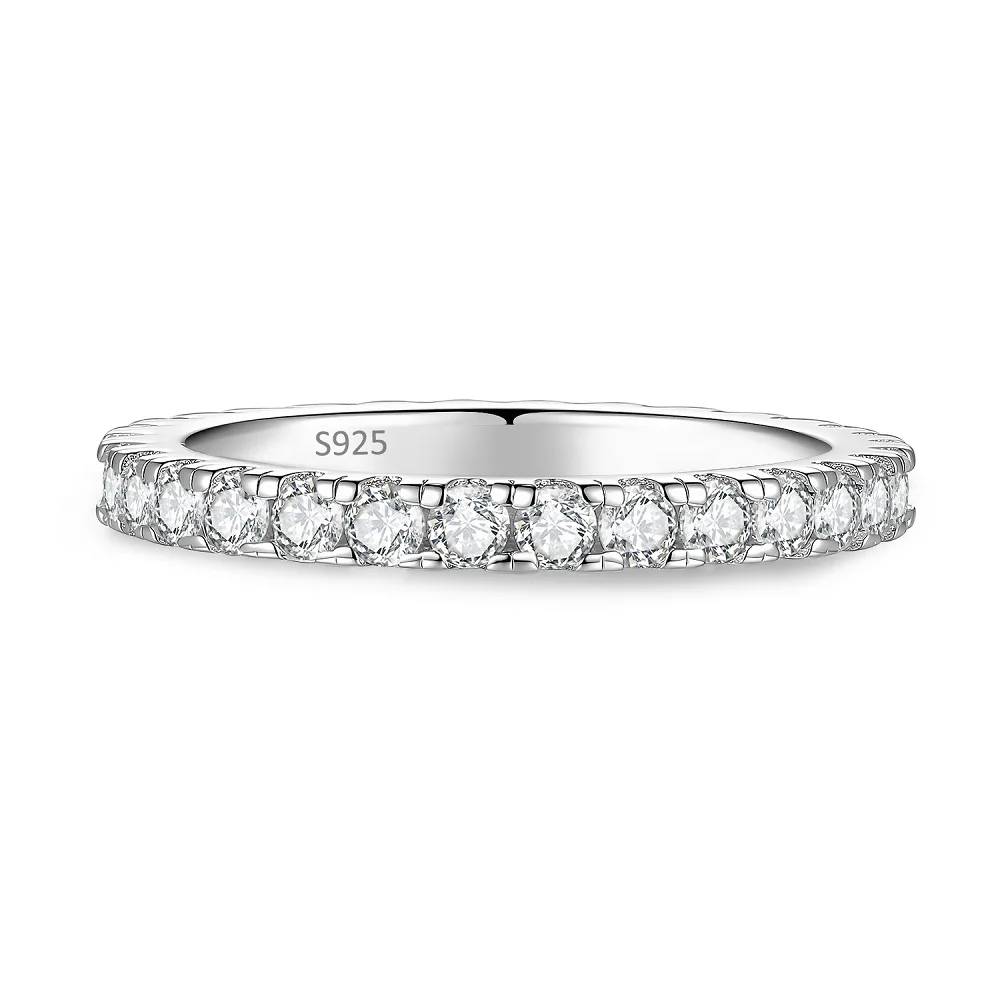 

Luxury Sparkling D Color VVS1 Full Moissanites Daily Wear Women Ring-925 Sterling Silver Wedding Engagement Party Jewelry Gift