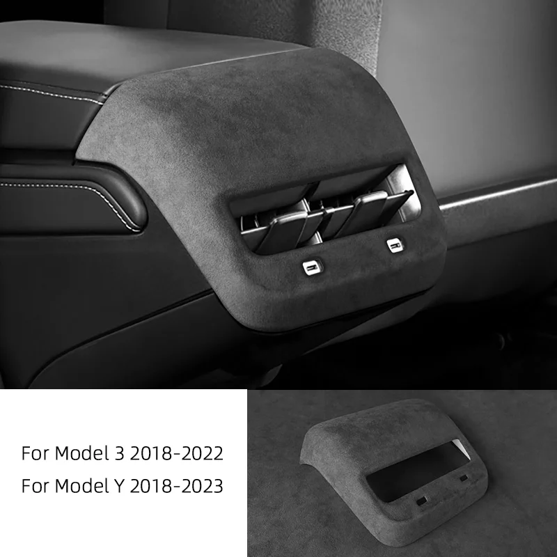 Center Armrest Rear Air Vent Decorative Frame Super Suede Accessories For Tesla Model 3 Model Y 2018 2019 2020 2021 2022