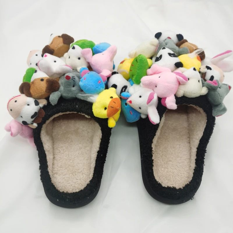 Handmade Stuffed Animal Slides Home Smiley Face Slides Toy Fluffy Slippers For Women Female Gary The Slippers