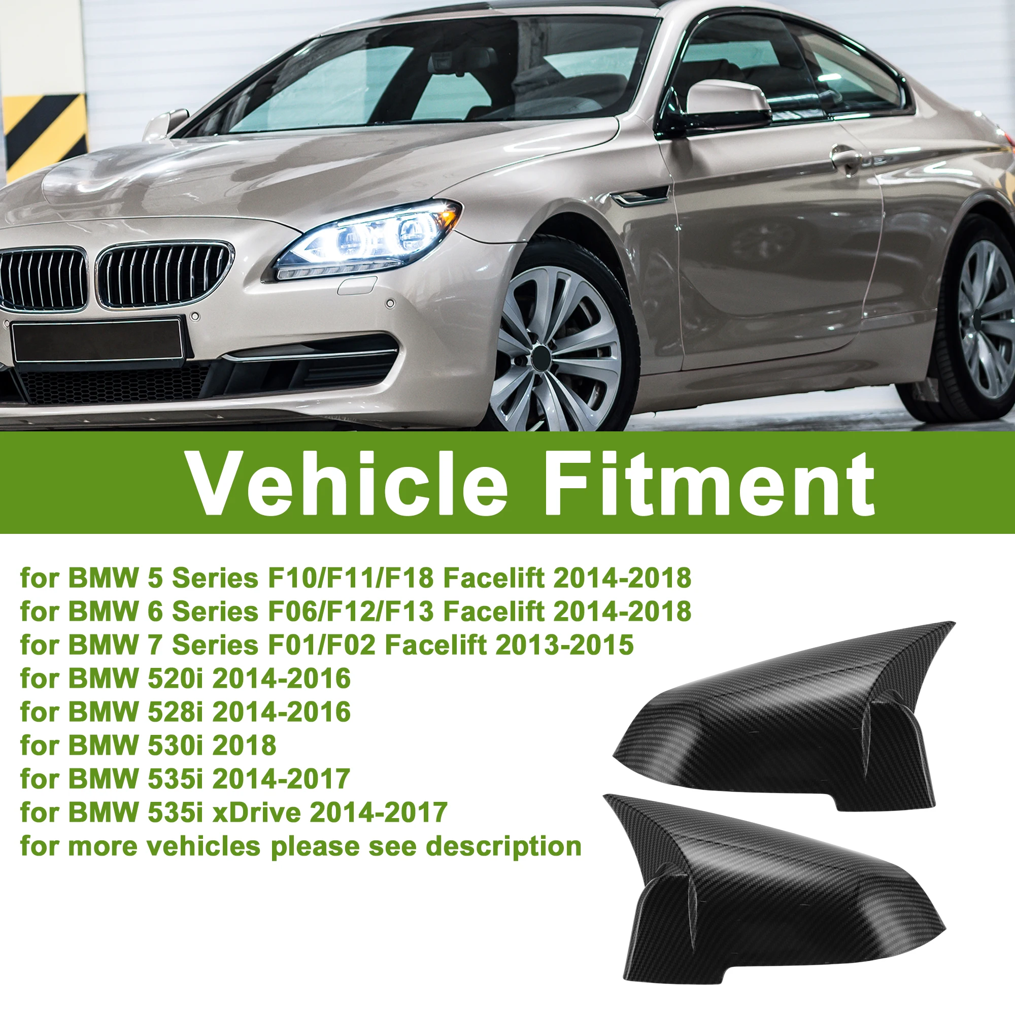 

UXCELL Mirror Cover Cap Replacement for BMW 5 Series F10/F11/F18 Facelift 14-18