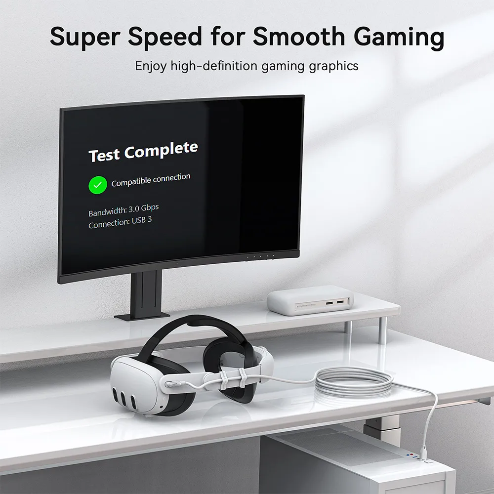 AMVR 16FT VR كابل ربط ل Meta Quest 3/3S/ Quest2 Pico4 اكسسوارات USB3.0 سماعة VR شحن سريع سلك نقل البيانات
