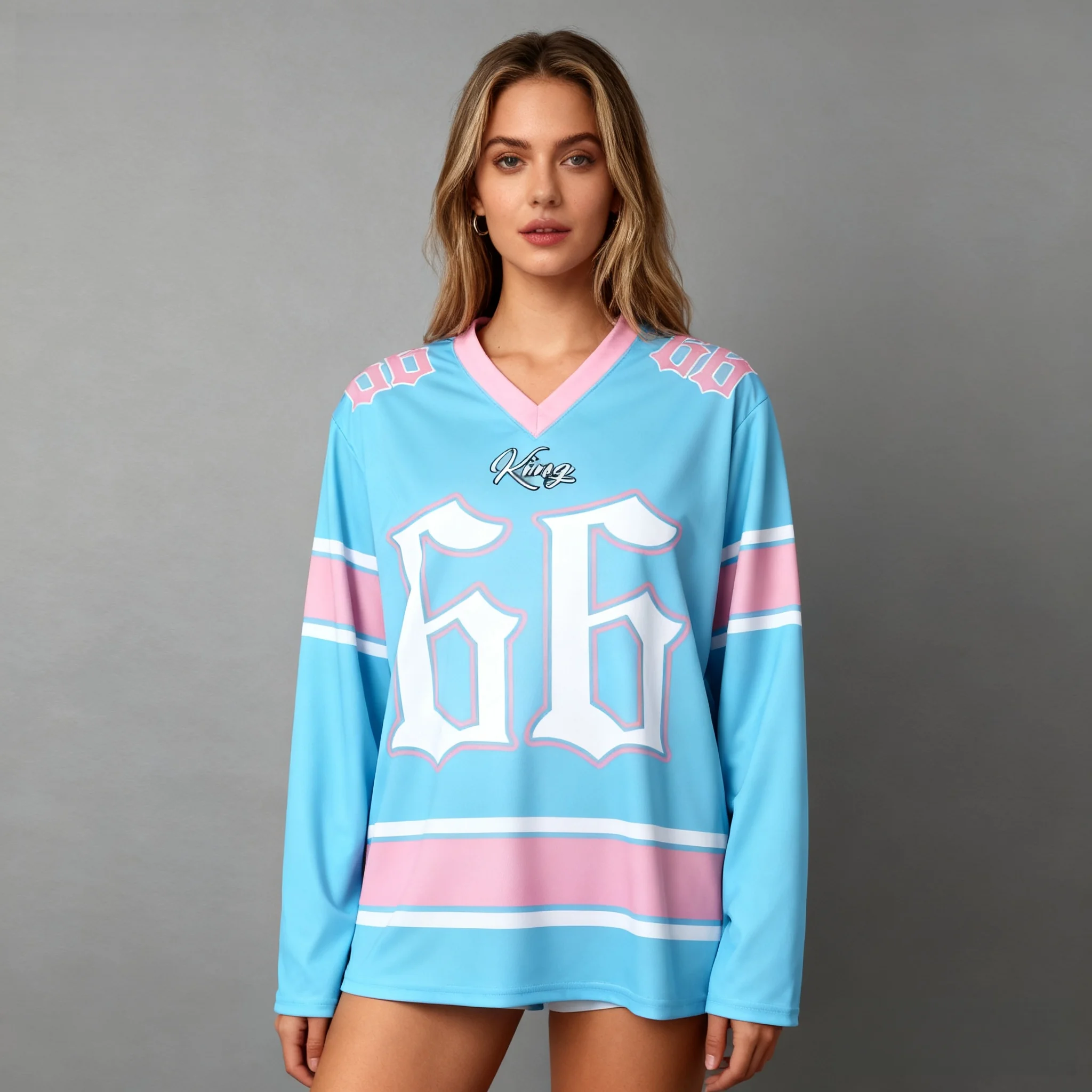 Camiseta de manga larga para primavera y otoño e invierno, Jersey bonito y fresco, estilo número 66, estilo perezoso para mujer, Top grande 3D para adultos