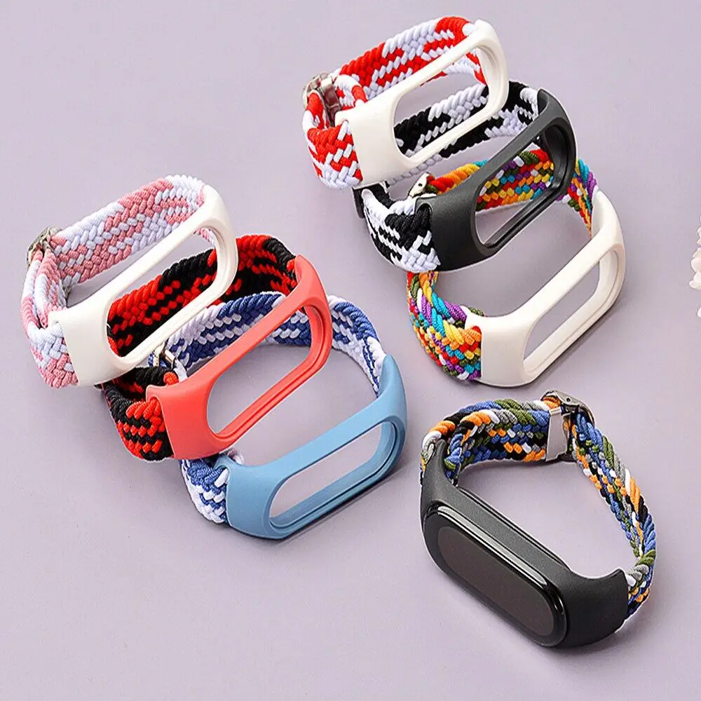 Strap for Mi Band 9 8 7 6 5 4 Elastic Adjustable Nylon Braided Miband6 Miband 5 Correa Wristband for Xiaomi Mi Band 5 6 Bracelet