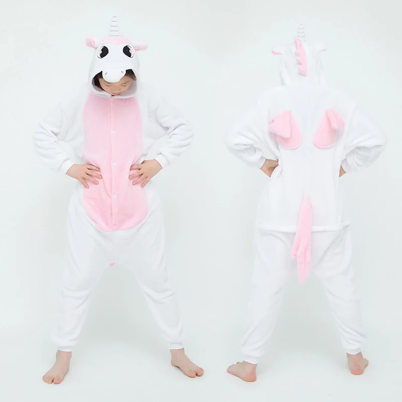 

Boys Girls Cute Kigurumi Pink Unicorn Cartoon Animal Pajamas Cosplay Costumes Kids OnePiece Onesie For Christmas Halloween Party