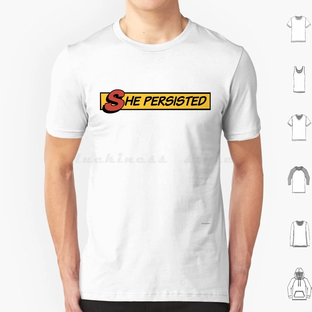 T-shirt She Persisted en coton 6XL, cool et confortable, avec l'inscription « She Persisted Persist Resist Elizabeth Warren Comic Comic Book Narration Box »