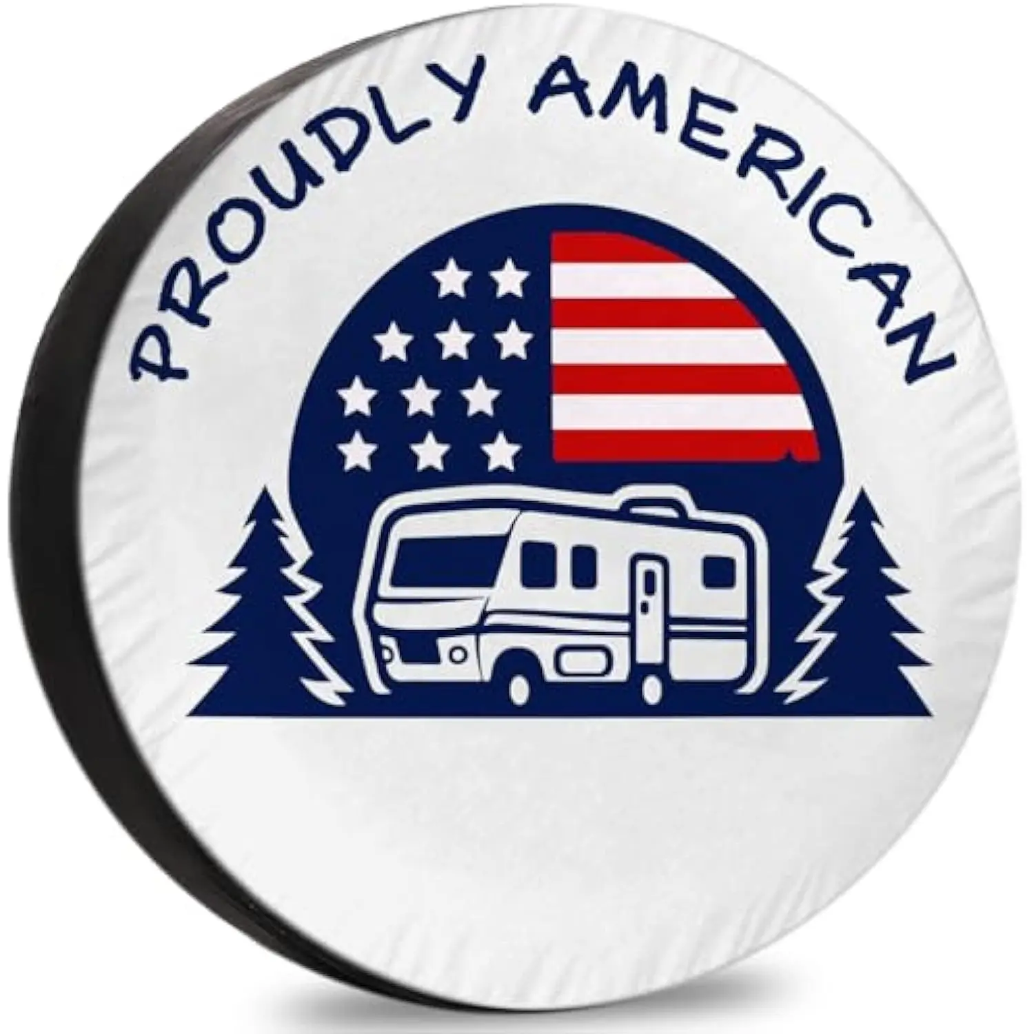 

Proudly American RV Spare Tire Cover for Camper Trailer Weatherproof Vinyl Cover