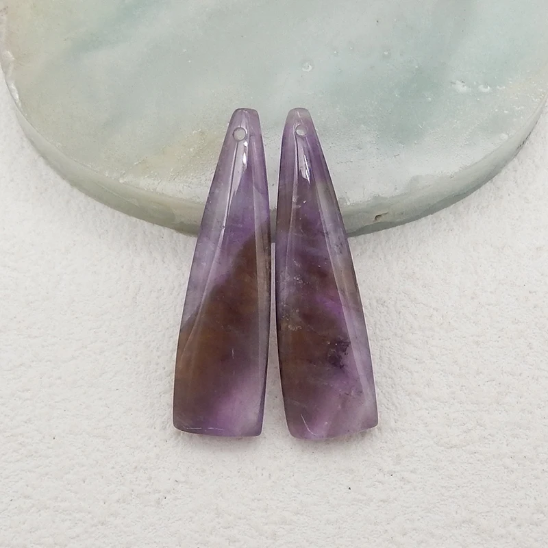 

Semiprecious Stones Jewelry Natural Gemstone Amethyst Earring Bead Gemstone Handmade Jewelry Accessories 33x10x4mm 3.8g