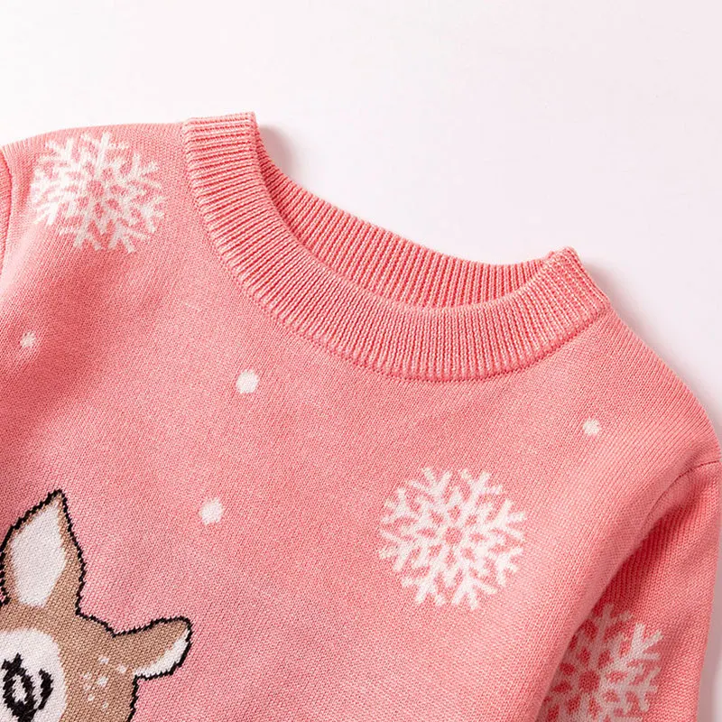 Factory direct sales European and American new autumn and winter children's Christmas snowflake pullover sweater girls and babi