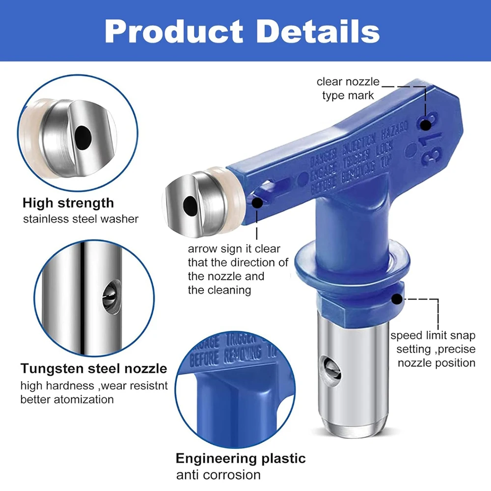 Blue Nozzles Airless Sprayer Spraying Machine Parts for Homes Buildings Decks or Fences 211, 313,315, 415,417,517