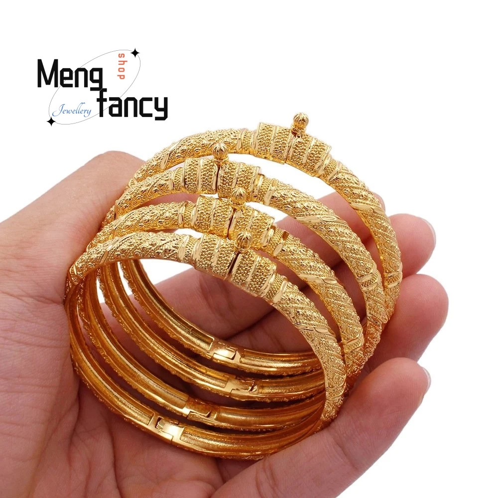 

Sand Gold 24K Openwork Bracelet Fashion Luxury Charms Fine Jewelry Sets Women Designer Bangle Wedding Souvenir Holiday Gifts