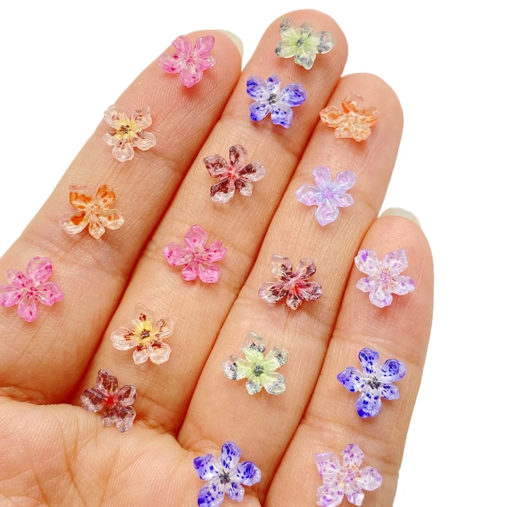 66 Stück Niedliche Mini Bunte Eis-Transparente Leoparden-Blumen-Nagelcharms aus Harz für DIY-Nagelkunst-Dekorationen