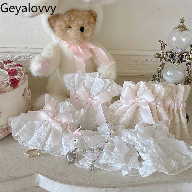 Manches en dentelle de couleur généative Lolita pour femmes, Design Original, nœuds d'été, doux, mignon, élégant, manches à main