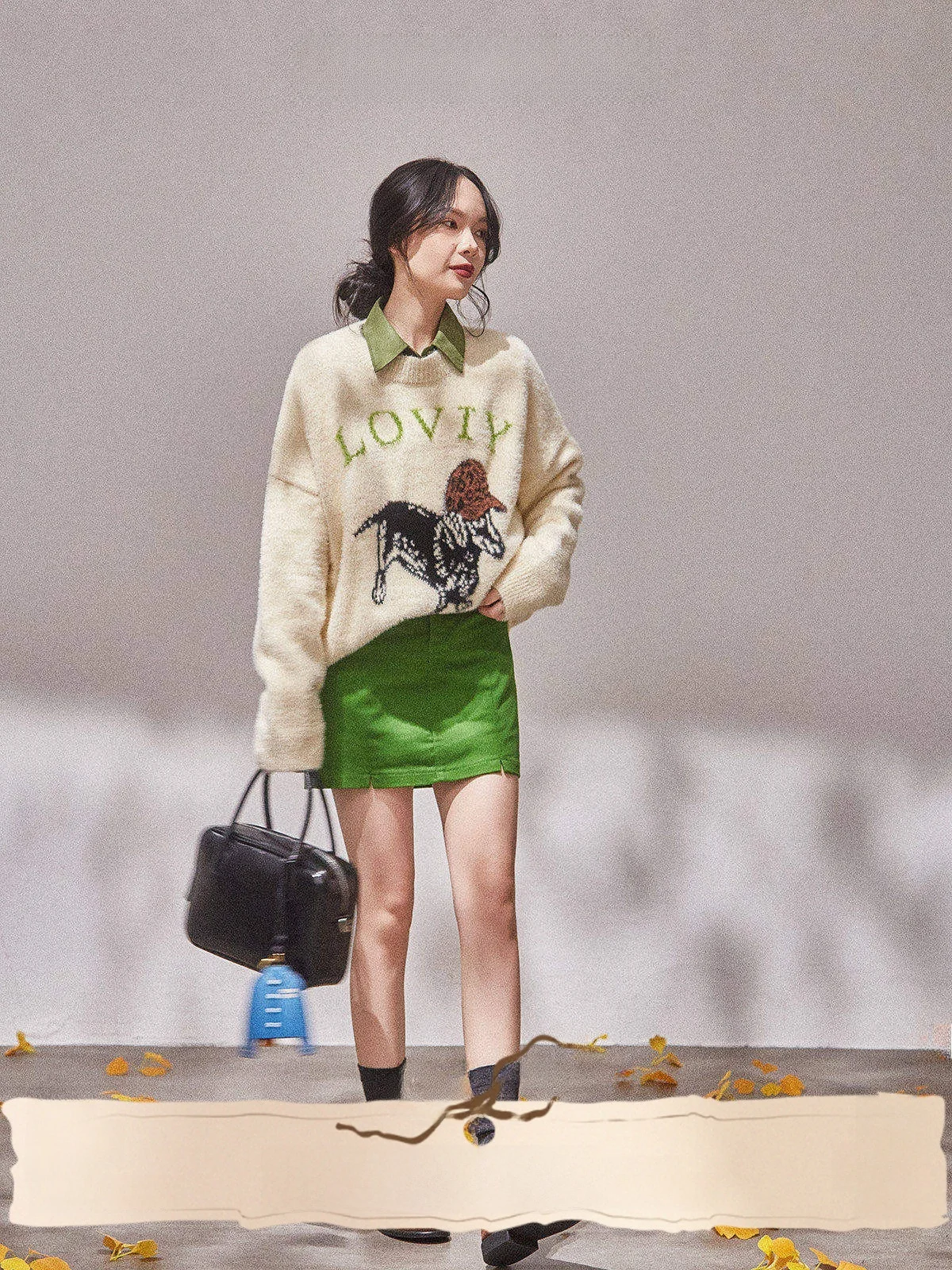 

Свободный женский вязаный свитер бежевого цвета с контрастным дизайном, осенняя новинка, винтажный топ с эффектом стройности от Yuhuazun