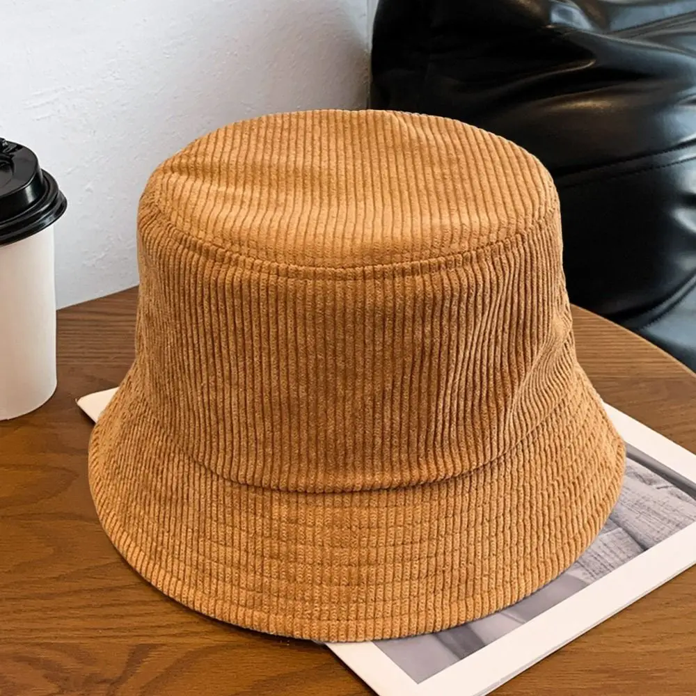 

Outdoor Corduroy Bucket Hat Warm Soft Panama Hat Winter Plush Fisherman Cap Men Women