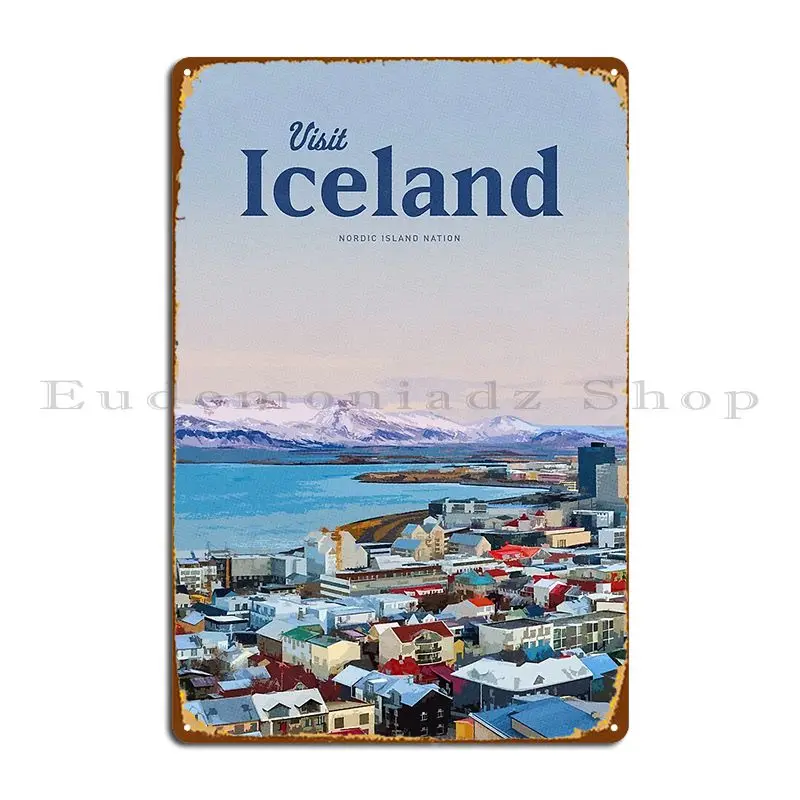 Visit Iceland Metal Plaque Poster Character Painting Custom Pub Club Tin Sign Poster