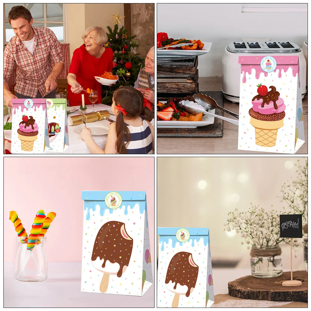 

1Set Eco- Design Paper Bags Durable Oil-Proof Packaging for Fried Chicken Steak Chips Biscuits