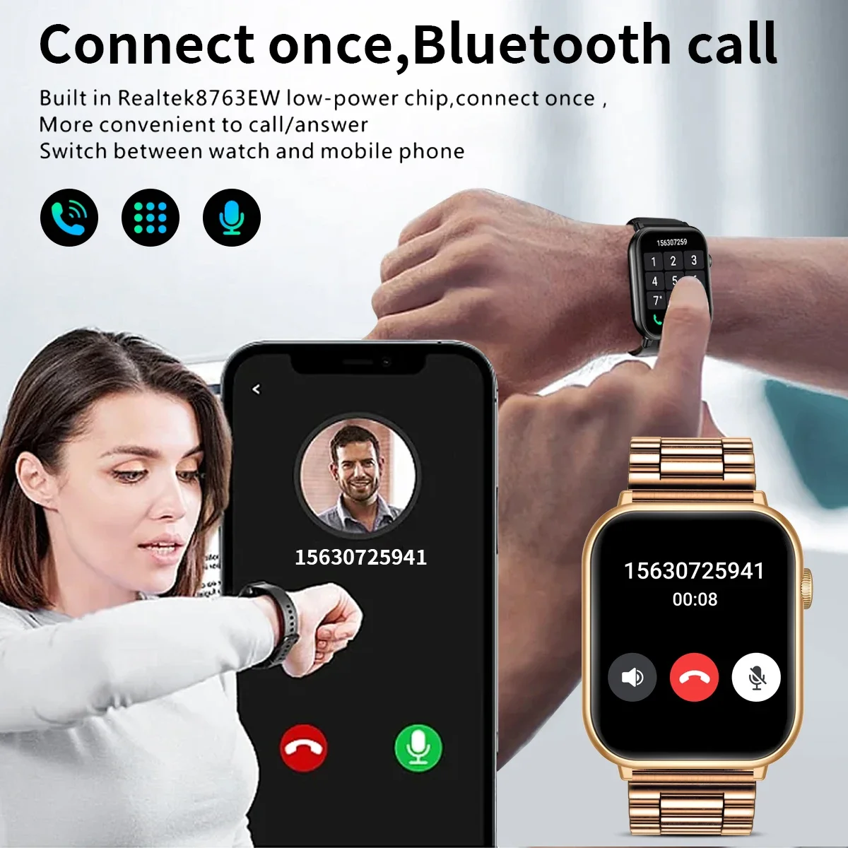 2024 New Women's Smartwatch BLE 5.2 Tech. Bluetooth Calling. Fitness Bracelet Style. SpO2 Heart Rate Monitoring. Voice-Assisted.