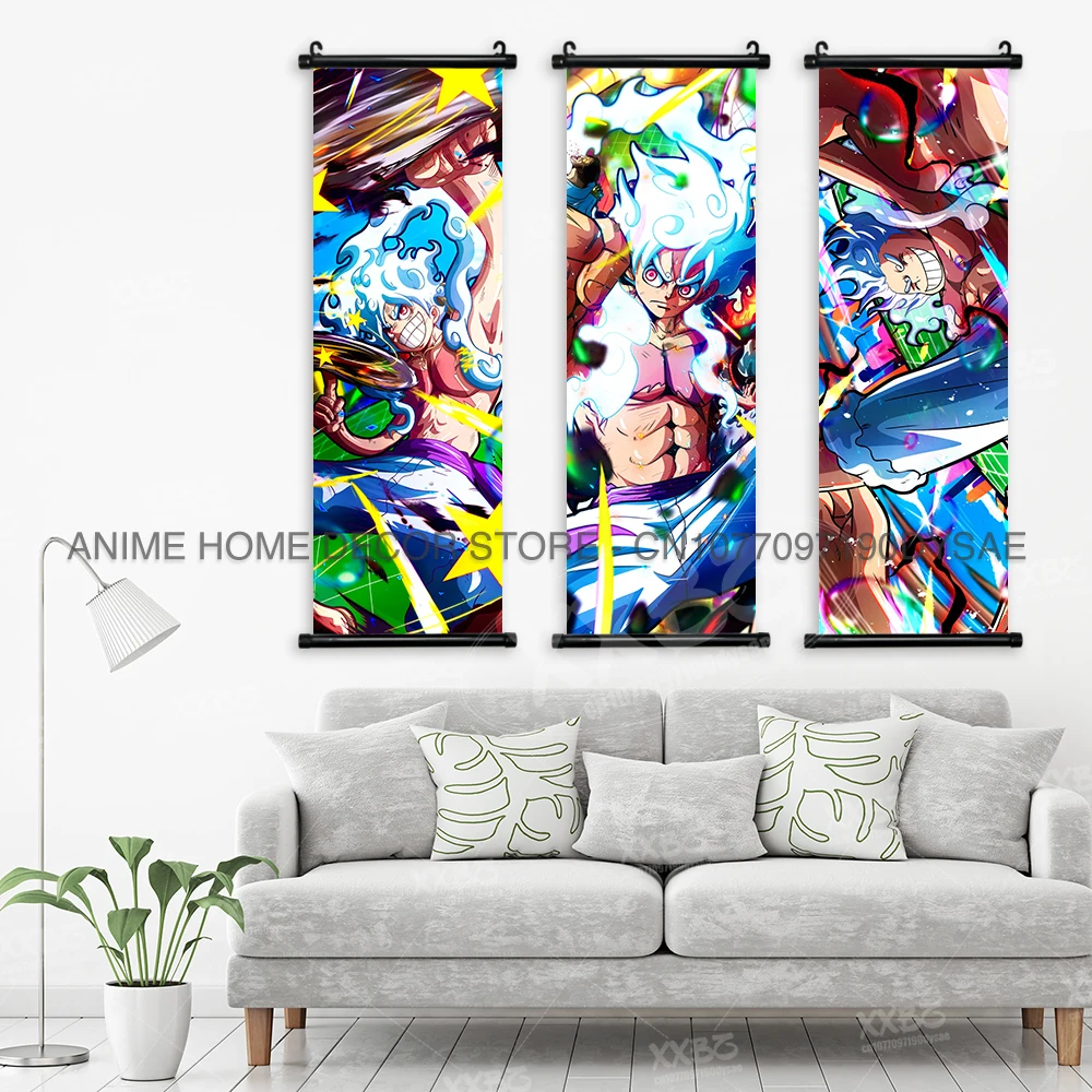 ONE PIECE Poster Monkey D.Luffy Gear 5 Home Decor Roronoa Zoro Wall Artwork Edward Newgate Hanging Painting Anime Scroll Picture