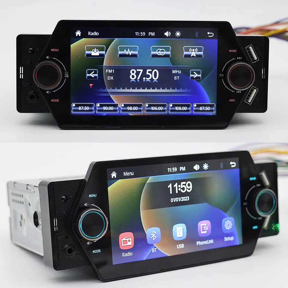 Hisound Lettore Mp5 per auto stereo per auto Single Din 1 Din con telecamera di retromarcia automatica Carplay Android