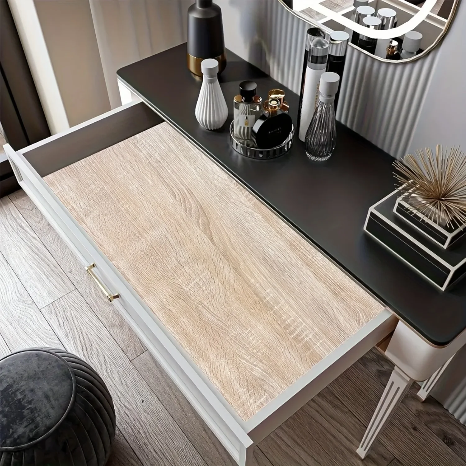 55cm Vinyl Waterproof Wood Grain 3D Stickers for Wardrobe Cupboard Table Closet Furniture PVC Self Adhesive Wallpaper Home Decor
