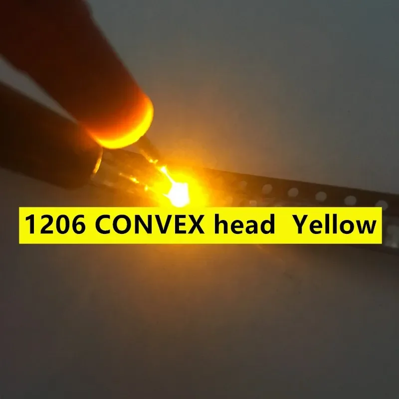 100pcs  Highlight 1206 CONVEX head spotlight yellow LED light 3216 ball head yellow light patch light-emitting Diode Lens