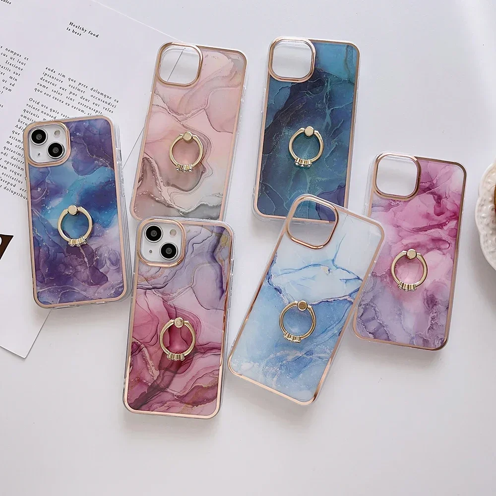 Phone Case For Samsung Galaxy S20 S21 S22 S23 S24 Ultra A15 A25 A35 A55 A14 A24 A34 A54 Protect Cover Ring Holder Slim Fit Coque