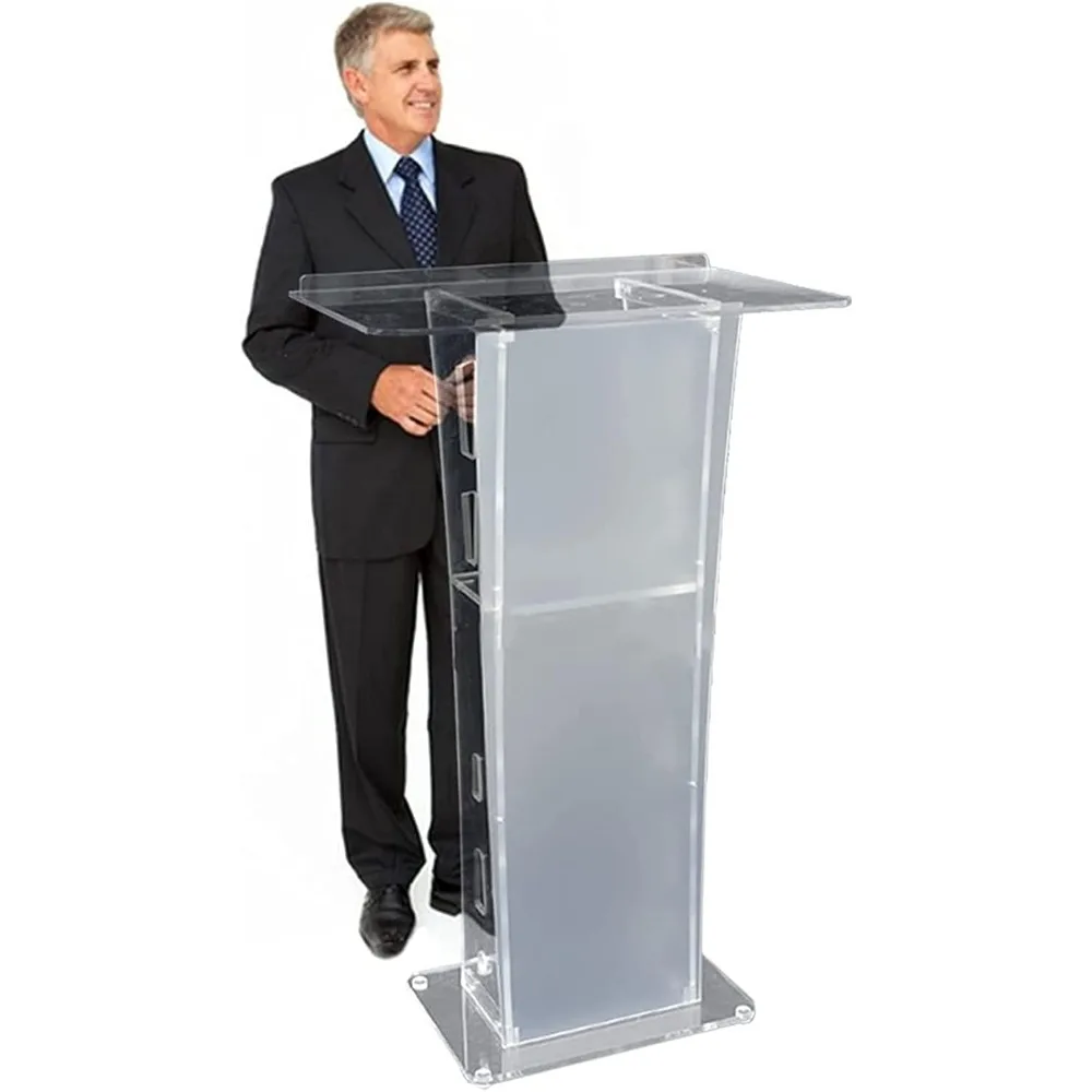 Clear Podium Stand Acrylic Podium Pulpits for Churches Professional Portable Presentation Podium Lectern for Classrooms