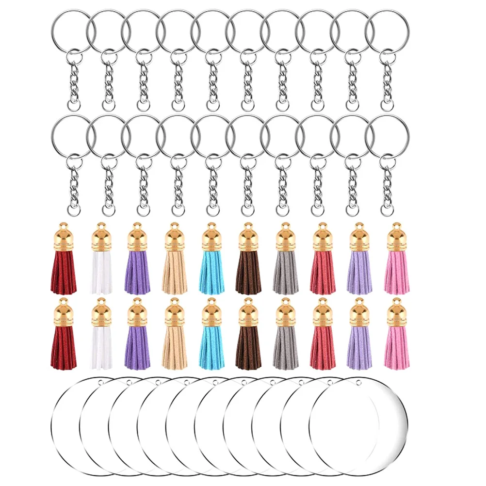 

Colorful Keychains Acrylic Alloy Material Keyring Blanks Chain Stainless Steel DIY Kit Large Bags Accessories Pendants