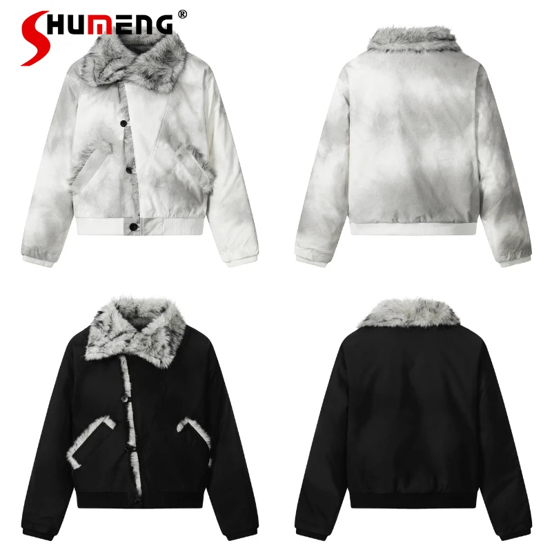 سترات قطنية عصرية بأكمام طويلة للرجال والنساء لخريف وشتاء 2025 وياقة من الفرو الصناعي سترات عصرية سميكة ودافئة #1