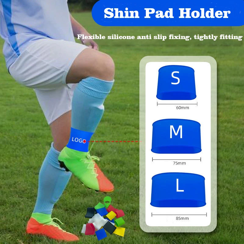 L-code1pair of Elastic Football Shin Guards with Silicone Shin Guard Fixators Guard Training Strap with Anti Slip Sock Football