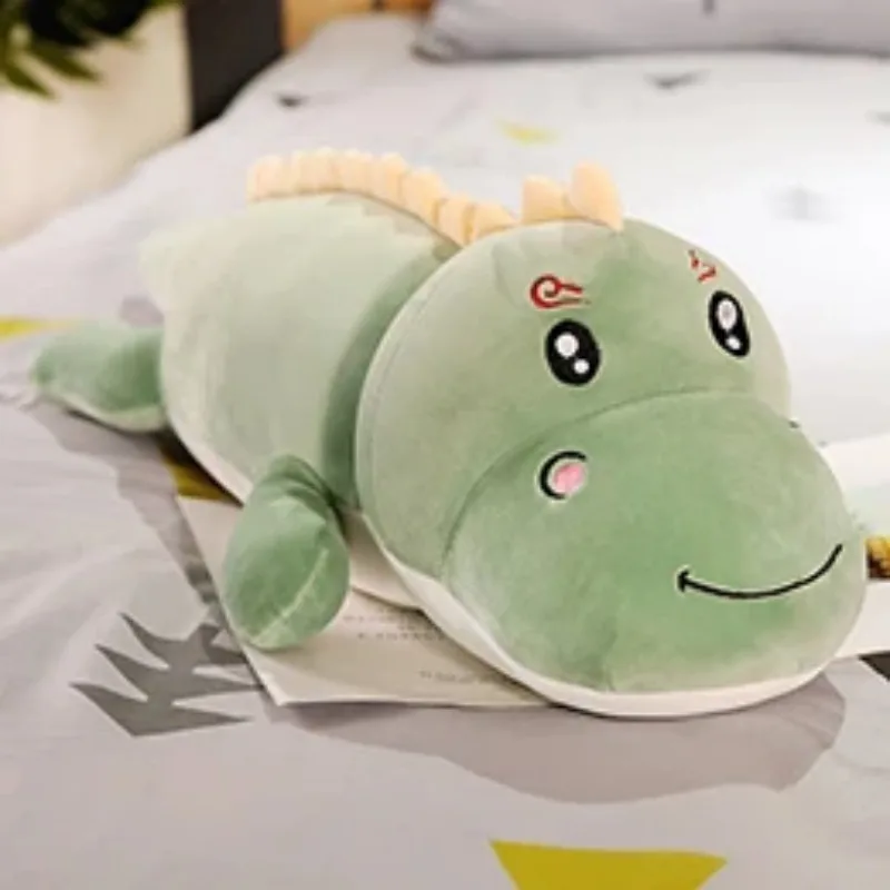 Green Dinosaur Smile Kiss Cute Dino Lying Animal Plush Toy Stuffed Soft Doll Pink Blue Girls Boys Gift 50/80/100/120cm