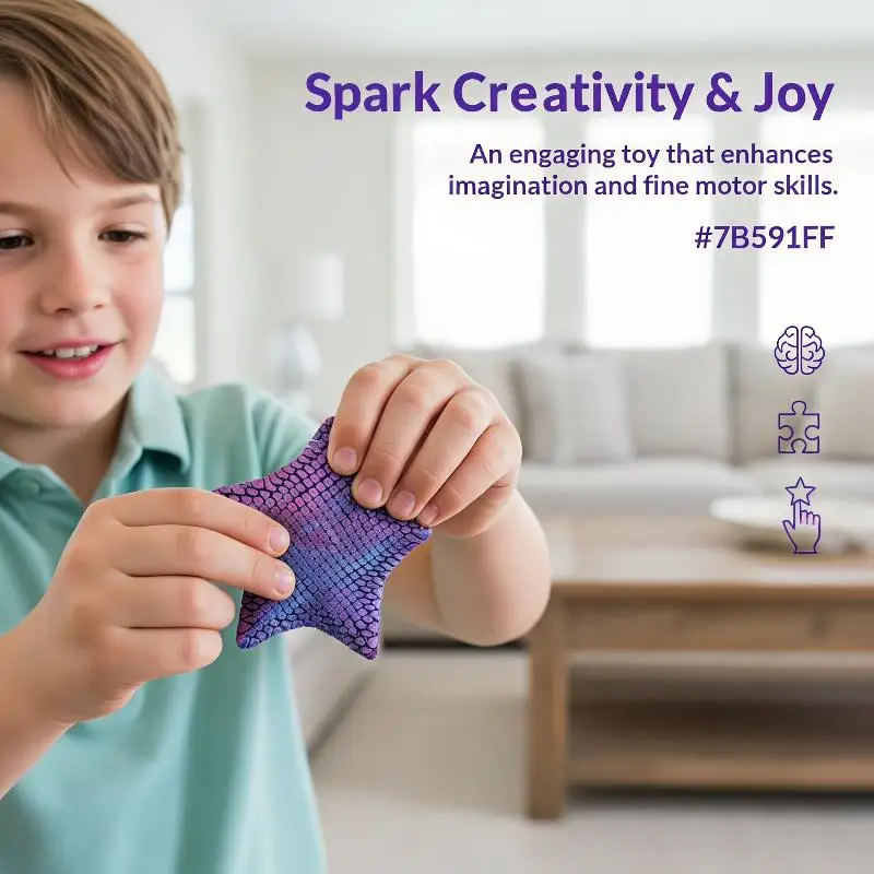 3D Printed Articulated Starfish Stress Relief Toy Smooth Flexible Sensory Fidget Toy for Kids Birthday Surprise Gifts