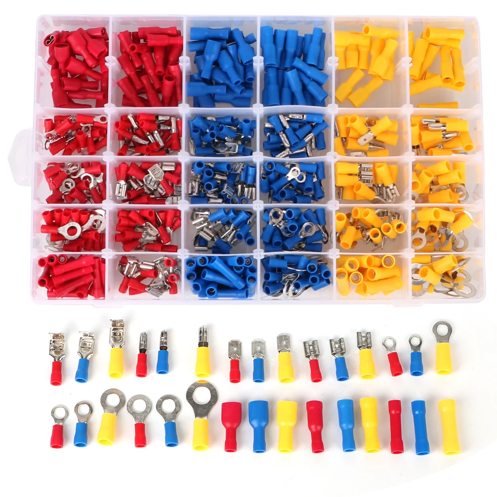 Insulated Cable Connector Electrical Wire Crimp Spade Butt Ring Lugs Fork Set Assorted Kit 280/480PCS Rolled Terminals