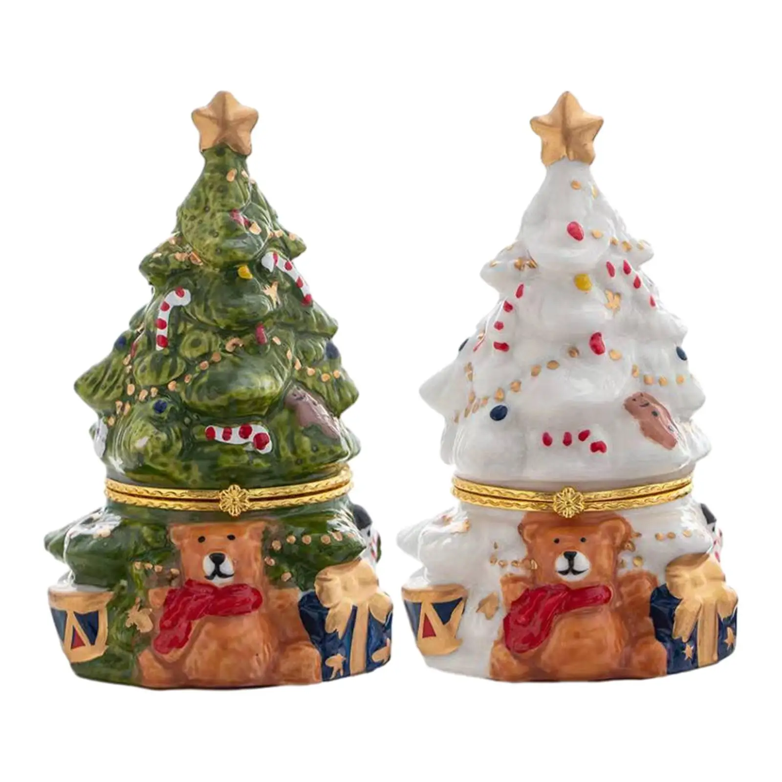 Christmas Tree Jewelry Storage Box Display Case Jewelry Holder Stand Ceramic Organizers Trinket Box for Necklace Ring Family