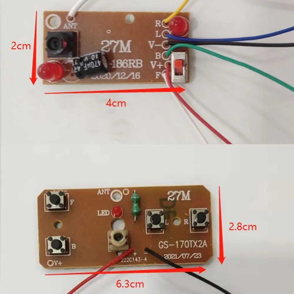 2 para obwodów drukowanych RC płyta sterowania 4CH odległość nadajnika zdalnego tablica odbiorcza samochodu dla zabawka samochód
