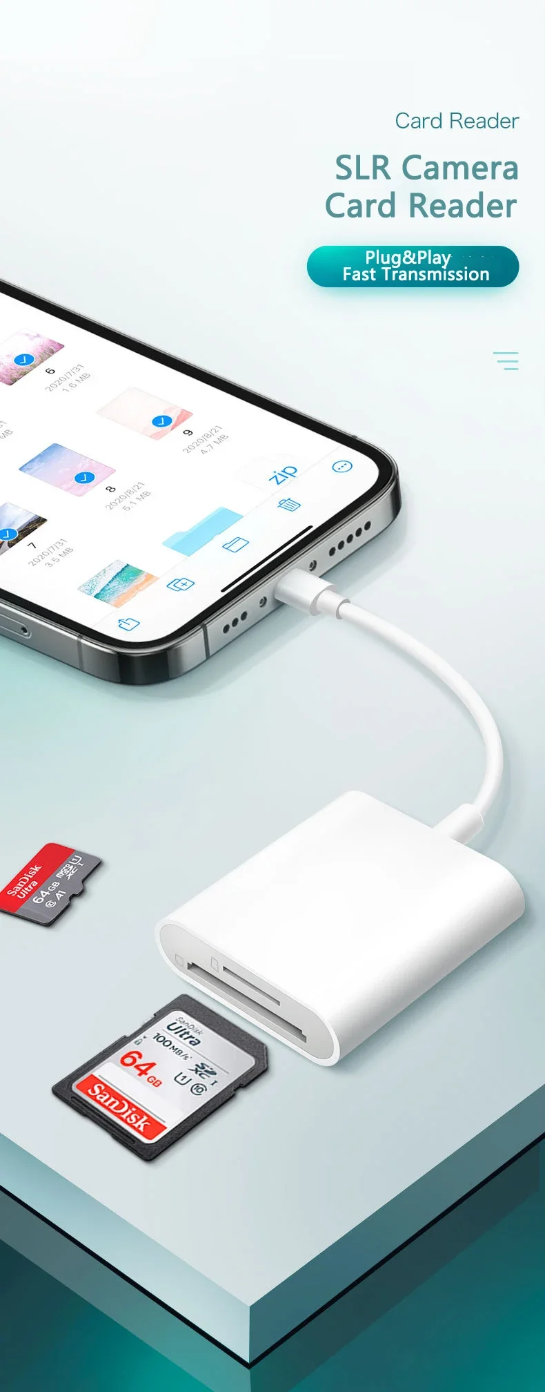 For iPhone TF SD Card Reader Adapter For Apple iPhone 14 13 3.0 OTG Card Reader Camera Photo Transmission Phone Accessories