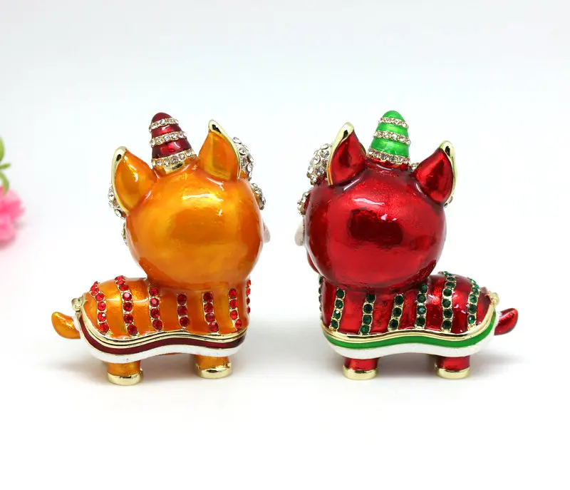 SHINNYGIFTS  New Year Gifts Metal Craft Enamel Dancing Lions Office Decoration Gifts