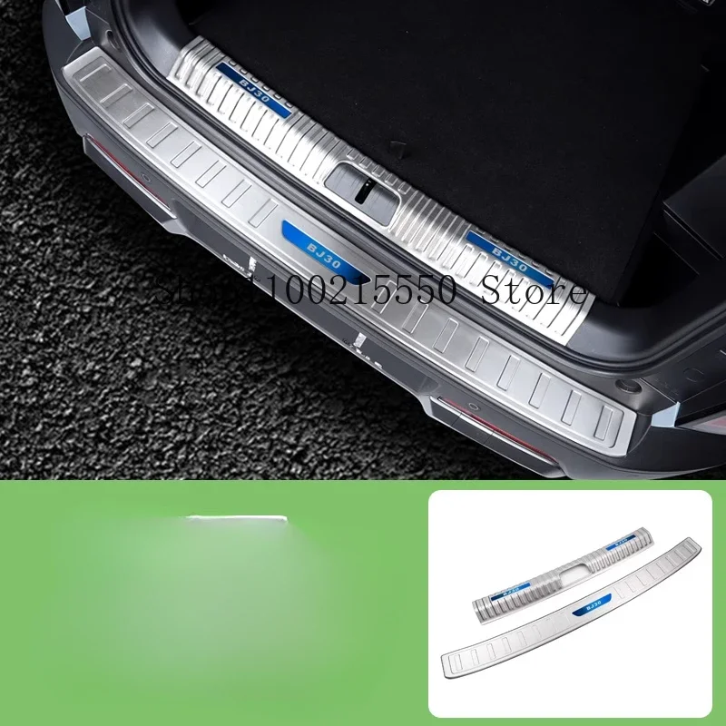 ل BAIC Bejing BJ30 2024 2025 اكسسوارات السيارات الفولاذ المقاوم للصدأ الخلفية الداخلية والخارجية لوحة واقي مصد السيارة غطاء حماية