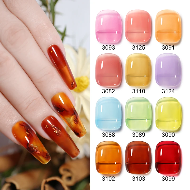 Parkson Jelly Amber Smalto gel per unghie 12ml Vernici traslucidi Soak Off Semi permanente Naisl Art Top Base Coat Lacca Manicure