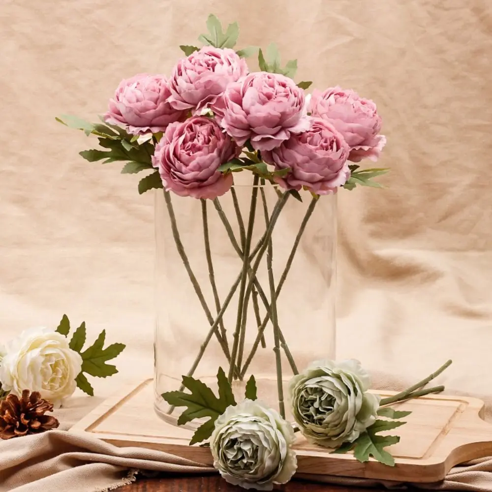 Real Touch Artificial Paeonia Flowers Elegant Realistic Silk Peony Flowers Handmade Non-Fading Simulation Peony Bouquet