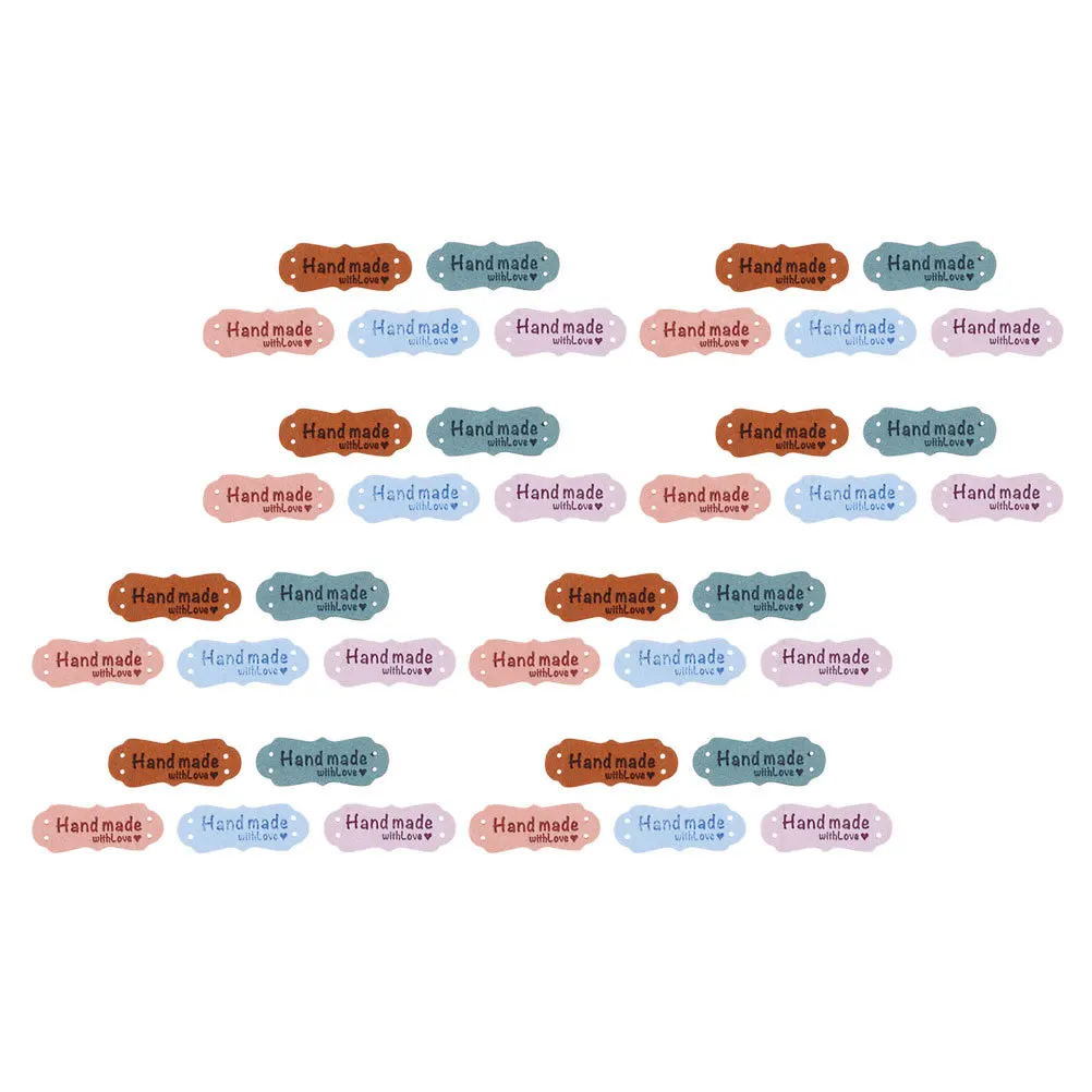 

100Pcs Handmade Embossed Suede Labels for Clothing Hats Soft Durable Easy Installation Spark Creativity in DIY Projects