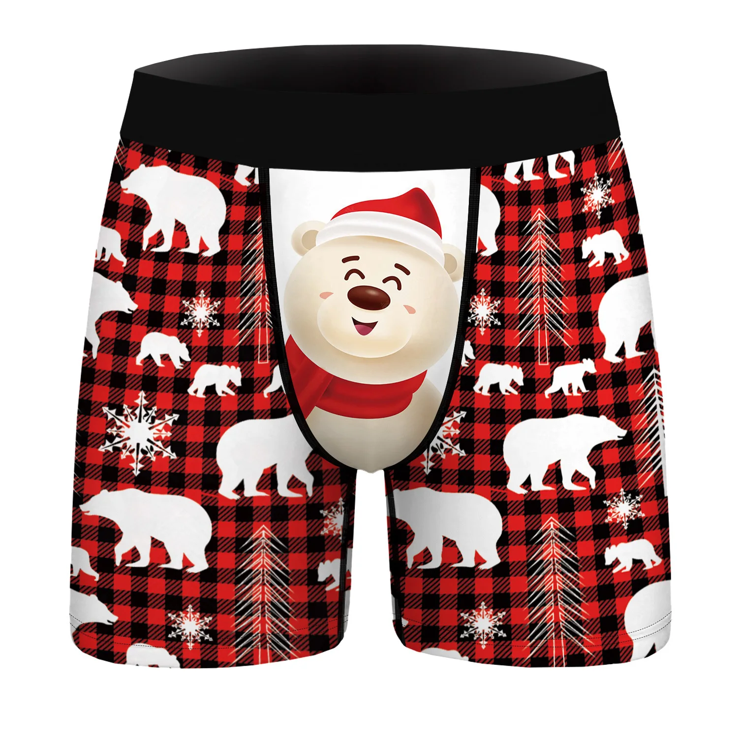 4PCSMen\'s underwear trend personality four legs Christmas print teenagers comfortable breathable boxers