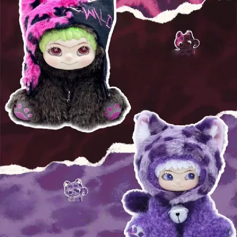 

New genuine 18cm Wakuku Blind Box Cool Panther Series Purple Leopard Cute Doll Model Bag Ornament Pendant Model Gift