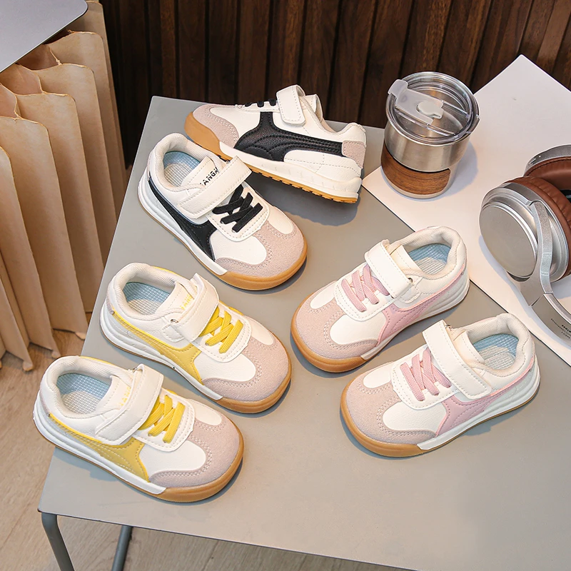 

Spring and Autumn Children Sneakers Three Colors Rubber Soled Non-slip Fashion Design Baby Girls Boys Prewalker Shoes