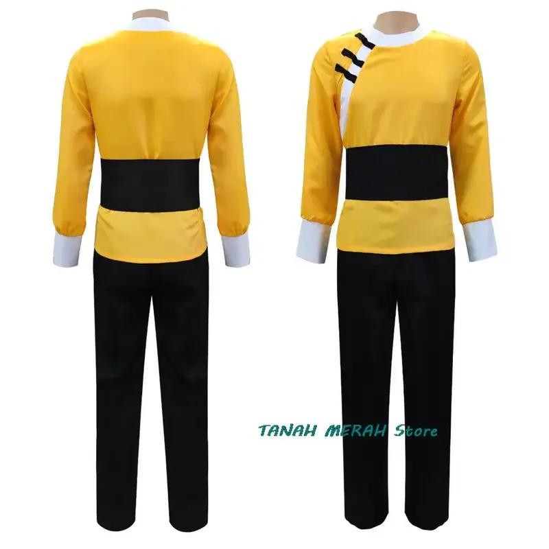 Anime Ranma ½ Nibun-no-Ichi Hibiki Ryoga Cosplay Costume Yellow Chinese Style Kung Fu Uniform Man Woman Halloween Suit