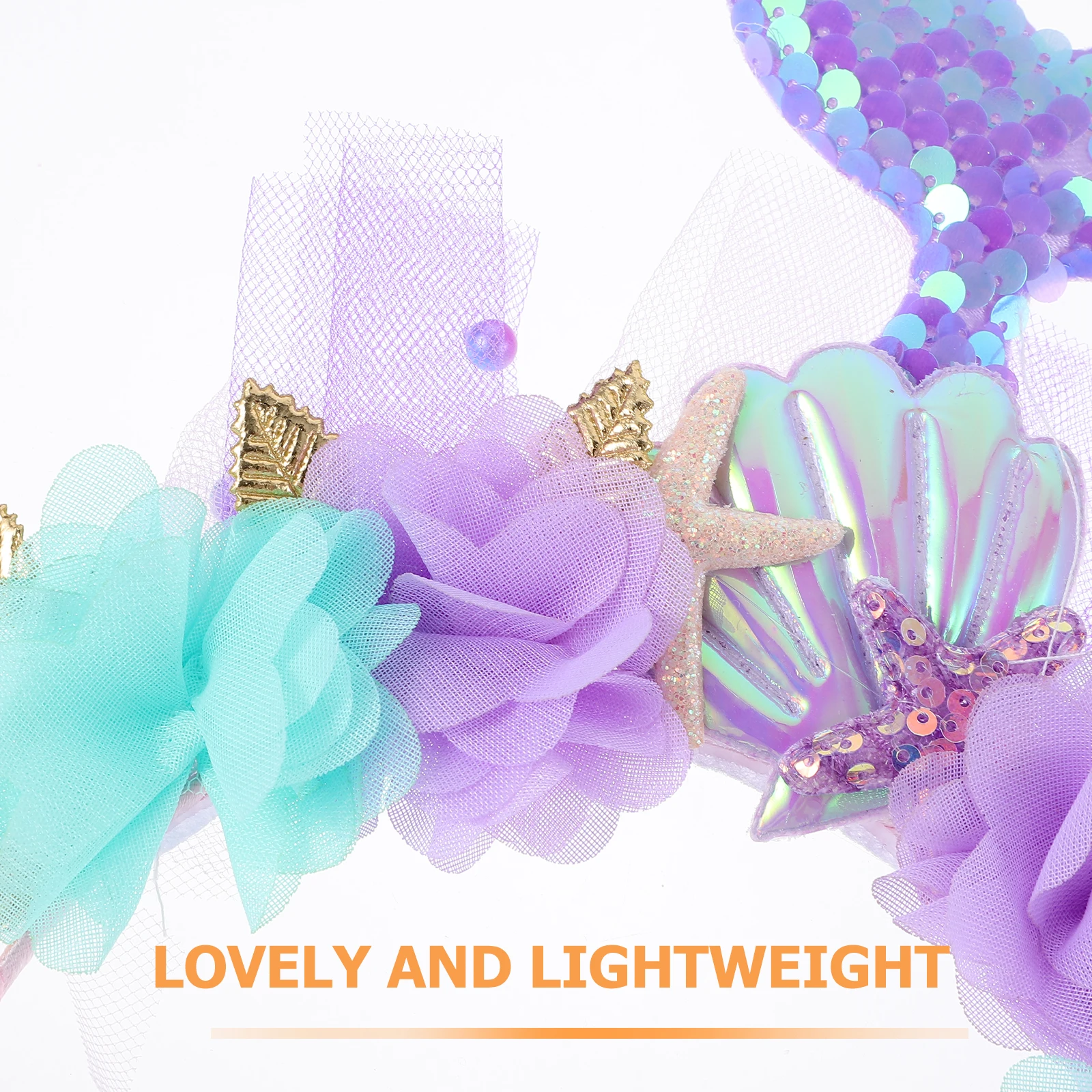 1 세트 인어 머리띠 요정 지팡이 코스프레 의상 소품 스팽글 헤어 밴드 소녀 파티 액세서리 가볍고 튼튼한