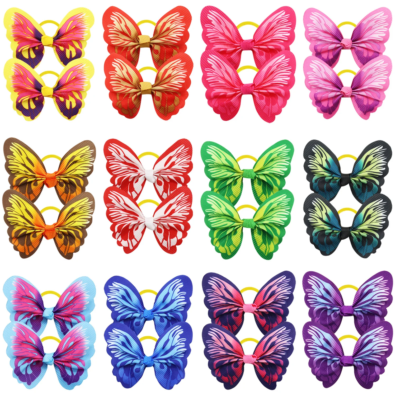 50/100PCS Dog Hair Accessories Cute Butterfly Pets Hair Bowknots Yorkshire Topknots Puppy Hair Grooming Bows With Rubber Bands