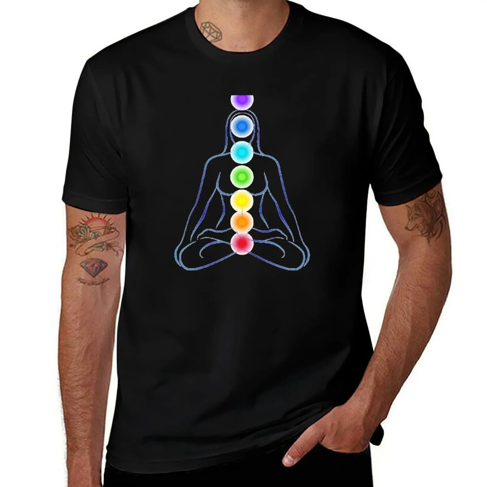 Chakras - Système des sept chakras - Cadeaux pour enseignants de yoga - T-shirt aux 7 couleurs des chakras - T-shirt de sport à séchage rapide pour activités de plein air